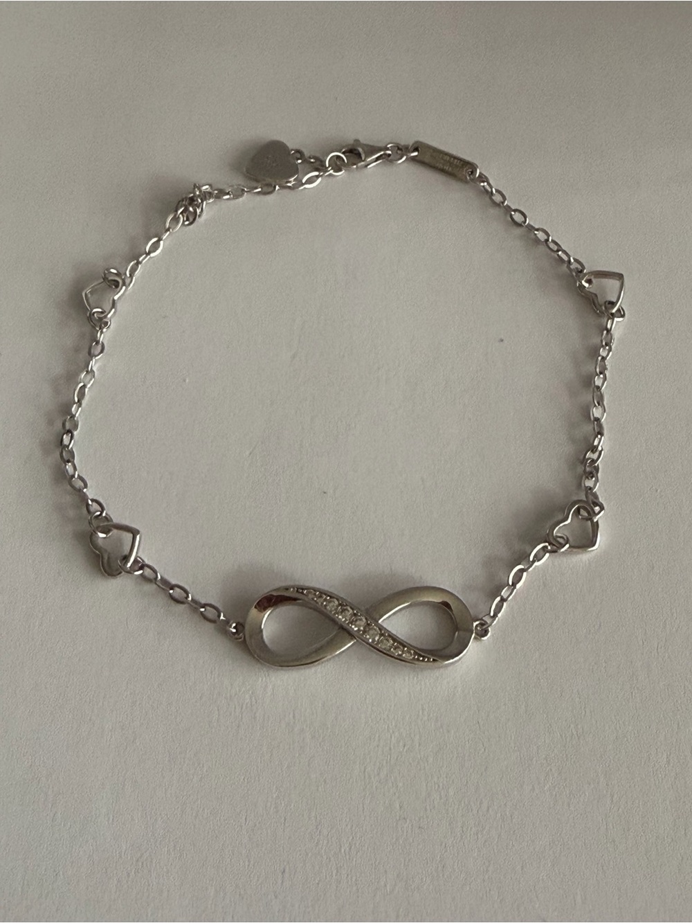 Sterling-Silver Infinity Heart Bracelet / anklet